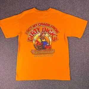 Vintage Dirty Dicks Crab‎ House T Shirt Orange Outer Banks North Carolina Medium